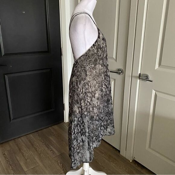 Audrey 3+1 Gray Snakeskin Print Midi Slip Dress with Strappy Open Back Size S - Picture 2 of 9